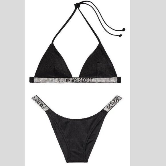New! Victoria’s Secret Shine Strap Triangle Bikini top & Bottom SET 4716 - Picture 1 of 10